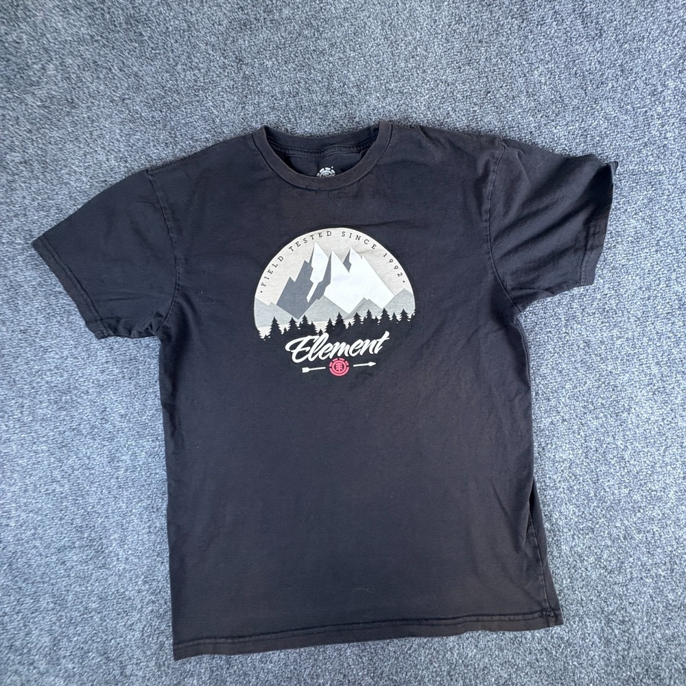 Element T-Shirt Mens Medium Black Mountain Graphic Cotton Short Sleeve Casual